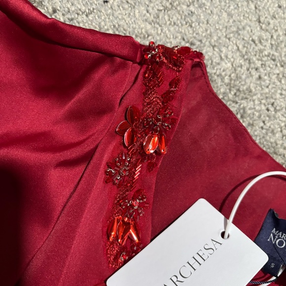 Marchesa Notte NEW Embellished Satin Gown In Claret Red Size S $895.00 - Picture 10 of 16